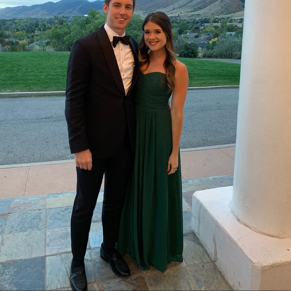 Stunning hunter green bridesmaid dress